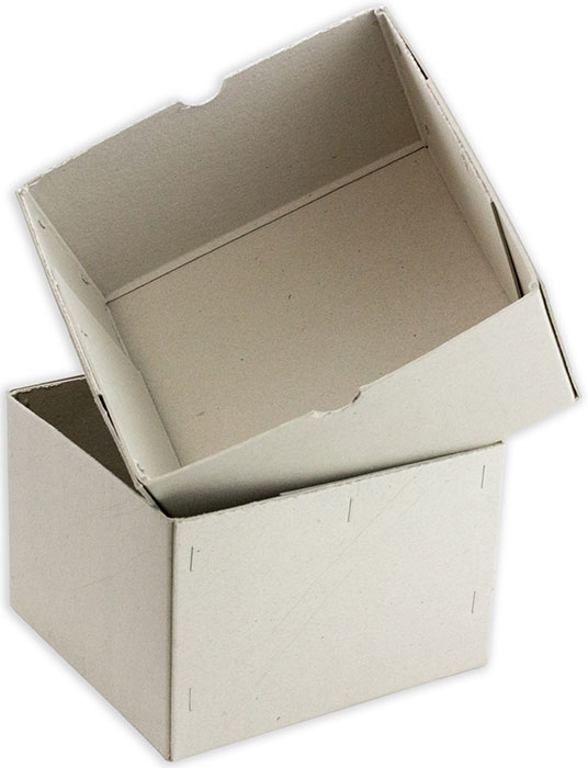 Stuelpschachtel Verpackung aus Graukarton mit Fingerloch